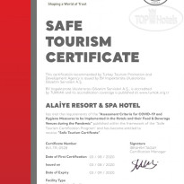 Alaiye Resort & Spa СЕРТИФИКАТ БЕЗОПАСНОСНОГО ТУРИ